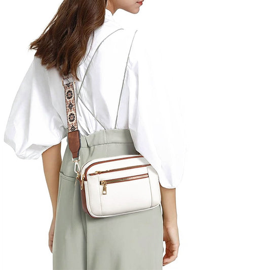 Hue Haven: Leather Crossbody | Bag paired with handmade colourful straps